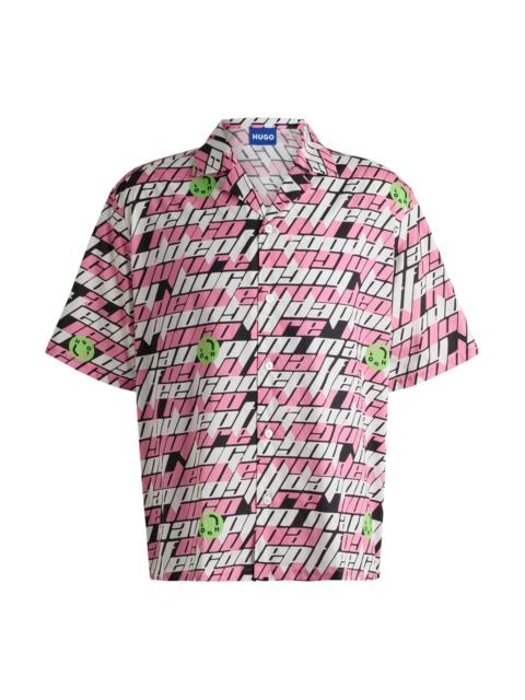 HUGO RELAXED-FIT SHIRT IN PRINTED COTTON POPLIN