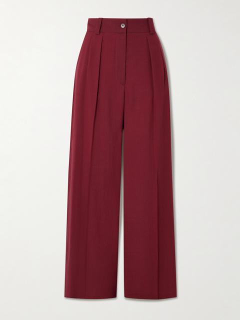 JOSEPH Forest Pleated Wool-blend Crepe Wide-leg Pants