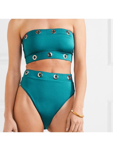 Oye Swimwear Arya Grommet Bandeau Bikini in Teal