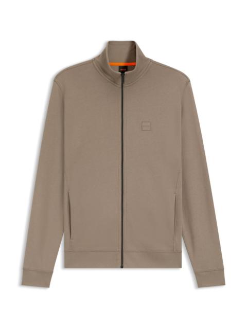 BOSS ZIP-UP JACKET IN COTTON TERRY WITH LOGO BADGE