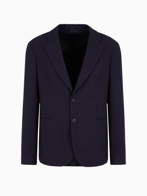 GIORGIO ARMANI Single-breasted jacket in a chevron jacquard stretch-wool blend