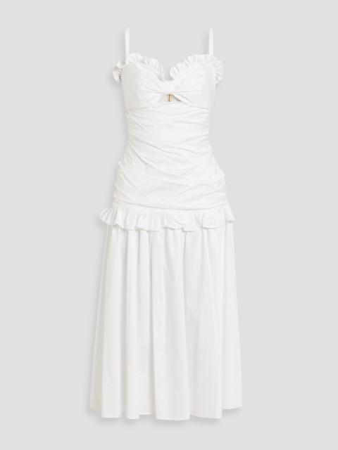 CAROLINA HERRERA Ruffled cotton-blend poplin midi dress