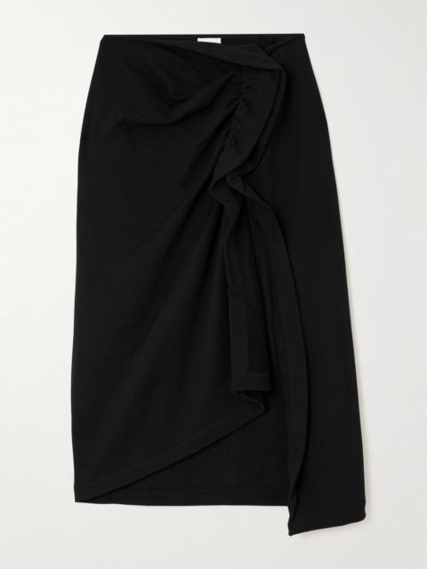 Dries Van Noten Ruffled Cotton Midi Skirt