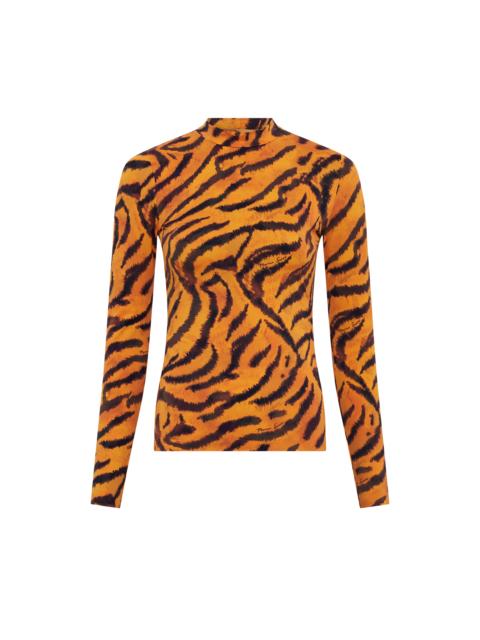 Marine Serre Tiger Printed Jersey Ls Highneck Top