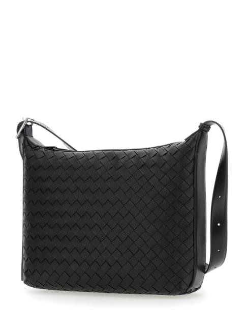 Bottega Veneta Bottega Veneta Men Black Crossbody Bag With Adjustable Shoulder Strap And All-Over  Intrecciato Moti