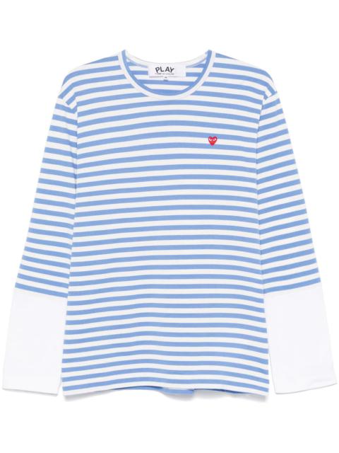 Comme des Garçons PLAY Small Red Emb Bi-Col Stripe Tee Unisex