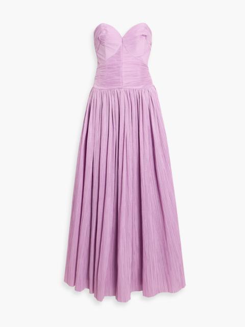 SIMKHAI Aubriella strapless plissé-taffeta gown