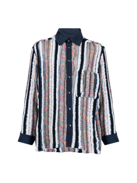 vitelli striped knit-panel shirt