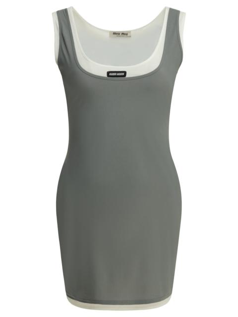 Miu Miu Miu Miu Stretch Jersey Short Dress Grey Women