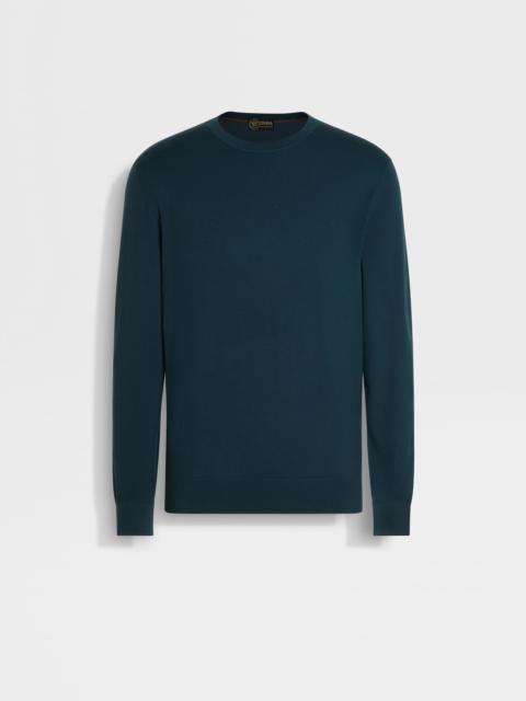 ZEGNA DARK GREEN VELLUS AUREUM CREWNECK