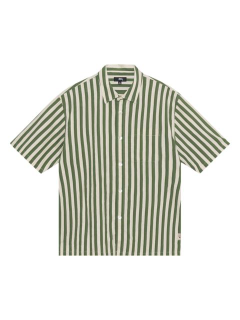 Stussy Striped Boxy Flat Hem Shirt 'Green'