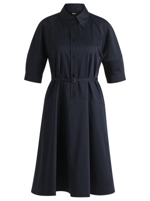 BOSS SHIRT DRESS IN STRETCH COTTON WITH HALF PLACKET