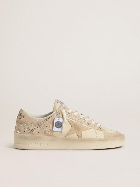 Golden Goose Stardan in cream-colored suede and leather with Swarovski and a suede star