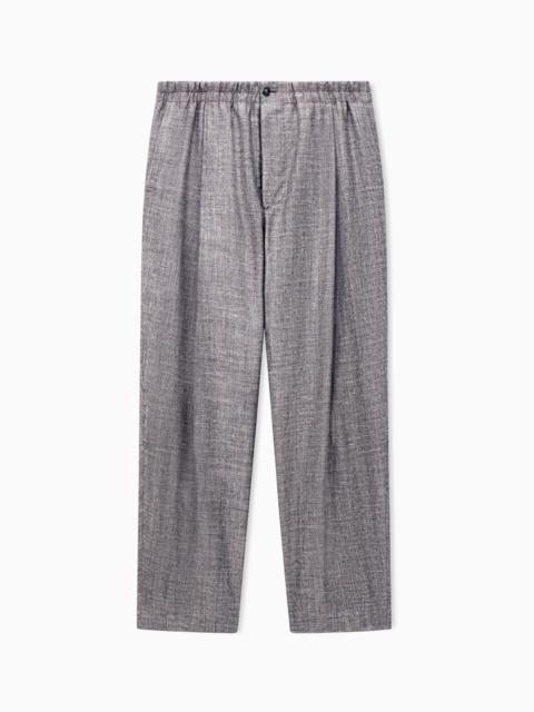 GIORGIO ARMANI SILK AND LINEN SINGLE-PLEAT TROUSERS