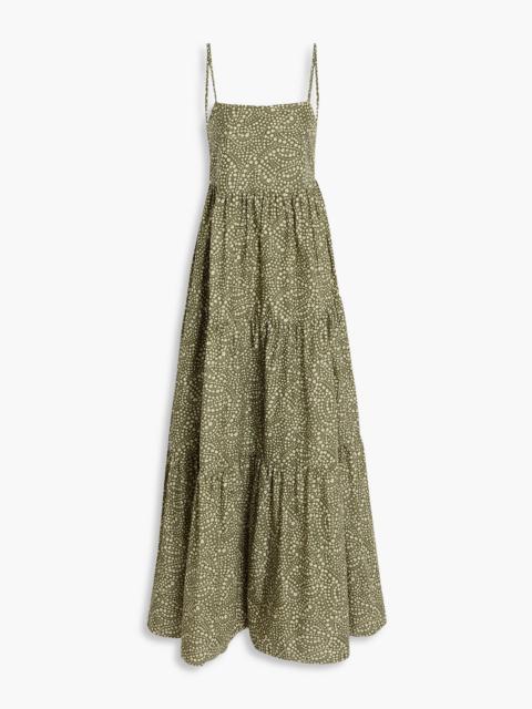 MATTEAU Tiered floral-print cotton-poplin maxi dress