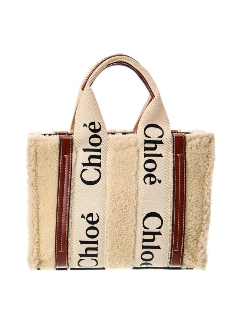 Chloé Chloé Woody Small Shearling & Leather Tote (Authentic Pre-Owned)