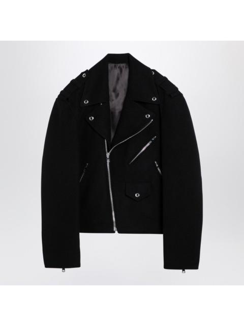 Balmain Black Wool Felt Biker Jacket Men