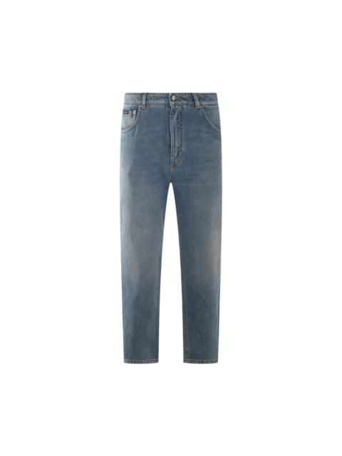 Blue Cotton Denim Jeans