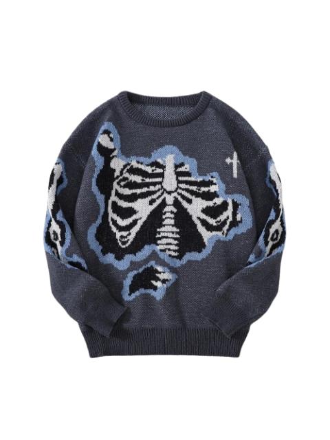 Bone Skeleton Butterfly Cross Knitted High Quality Jacquard Sweater