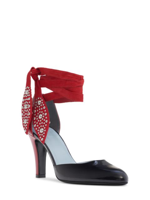 Valentino Garavani Tie Ankle Strap d'Orsay Pump in Jt0 Nero-Rouge Pur/Rouge Pur at Nordstrom