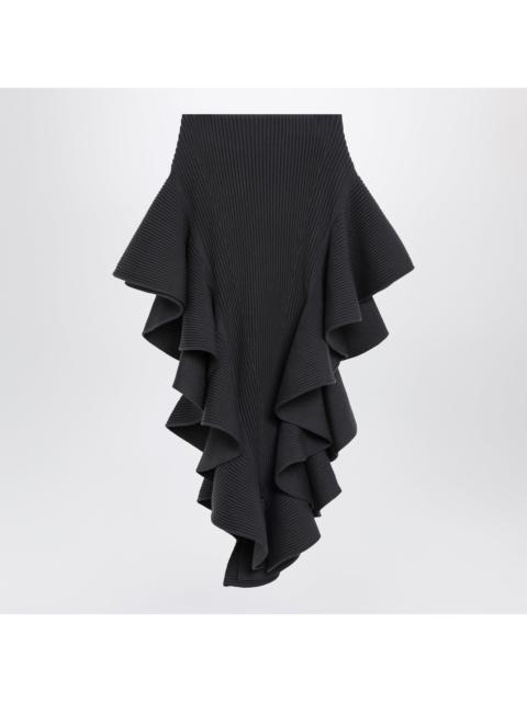 Alaïa Alaia Blue-Grey Wool Ruffle Skirt Women