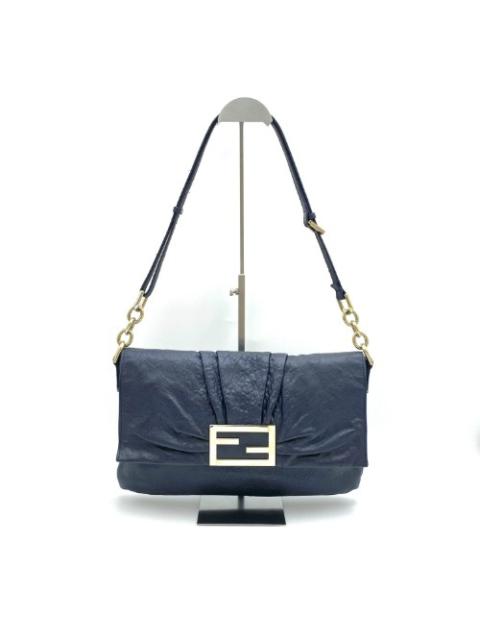 Fendi Navy Leather Shirring Shoulder Bag