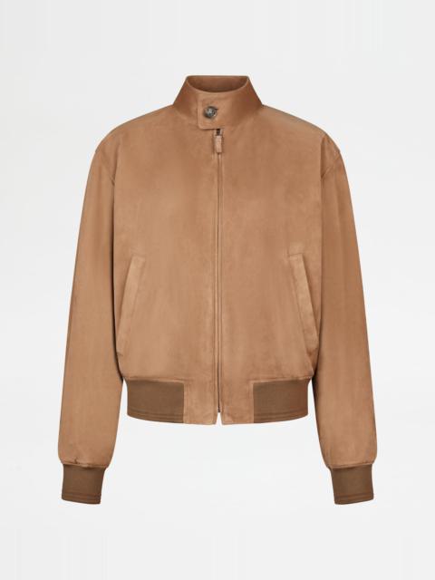 Tod's PASHMY BOMBER JACKET IN SUEDE - BEIGE