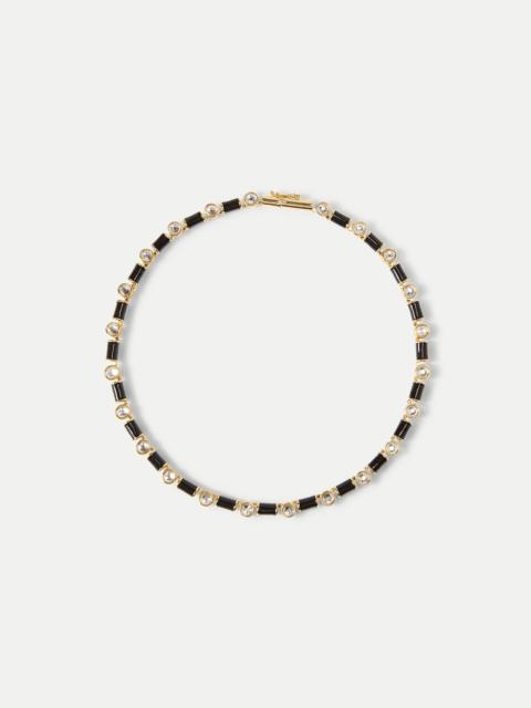 VERONICA BEARD BLACK ENAMEL AND CRYSTAL BARREL NECKLACE