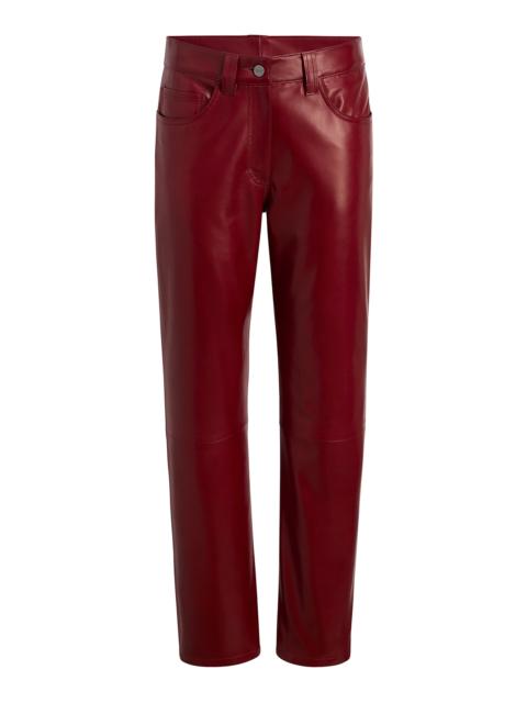 KHAITE Callum Mid-Rise Leather Straight-Leg Pants red