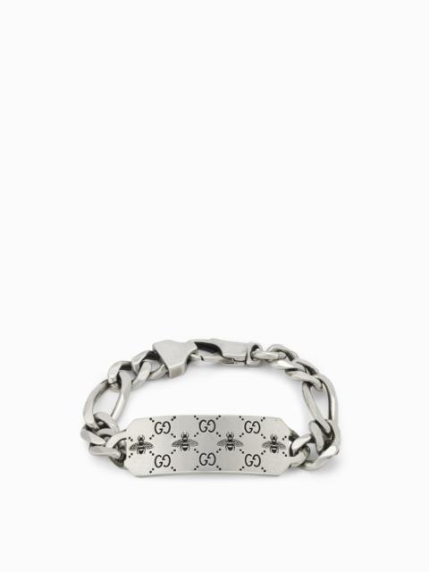 GUCCI Signature Gucci bracelet in silver with bee engraving and GG monogram