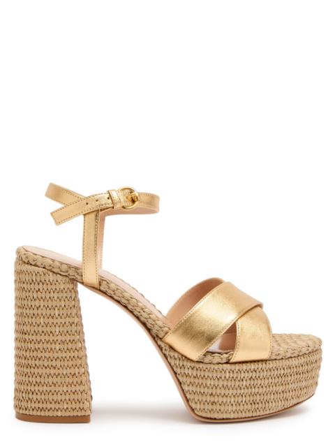 Gianvito Rossi Bebe 125 Raffia and Leather Platform Sandals