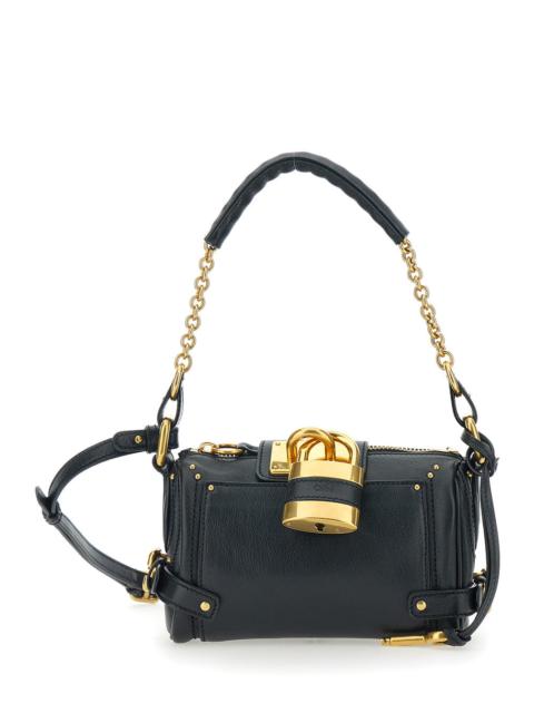 Chloé Chloé Women 'Paddington' Black Shoulder Bag With Oversized Padlock And Double Strap In Grained Leath