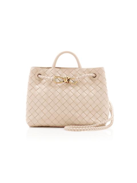 Bottega Veneta Small Andiamo Intrecciato Leather Bag white