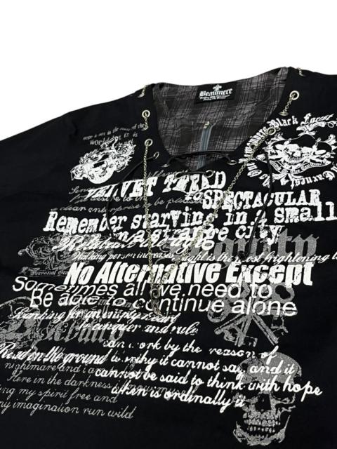 Other Designers Seditionaries - 💀Beaumere Punk Skull Graphic Poem Lace-Up Necklace T-Shirt