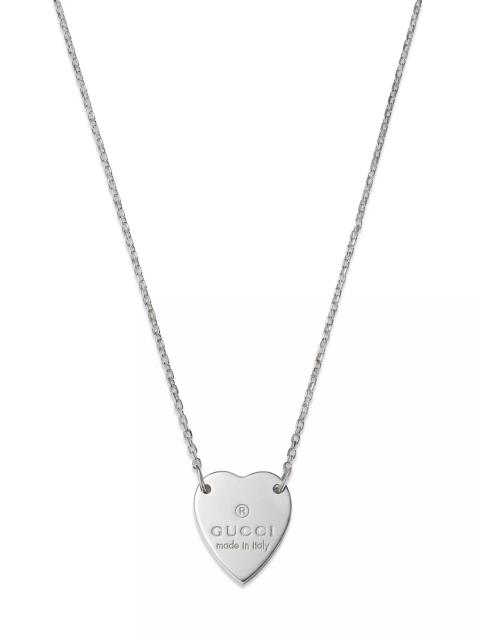 GUCCI Sterling Silver Engraved Trademark Heart Necklace, 18"