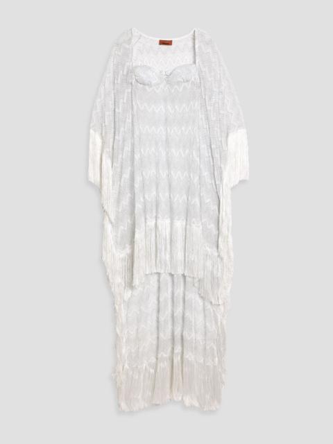 Missoni Fringed metallic crochet-knit coverup