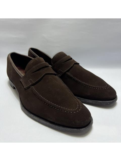 Crockett & Jones - Crockett&Jones - Teign Dark Brown Suede Unlined Penny Loafer