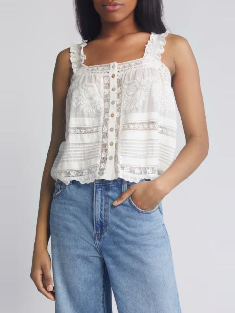 LoveShackFancy LoveShackFancy Sully Lace Sleeveless Top in White at Nordstrom