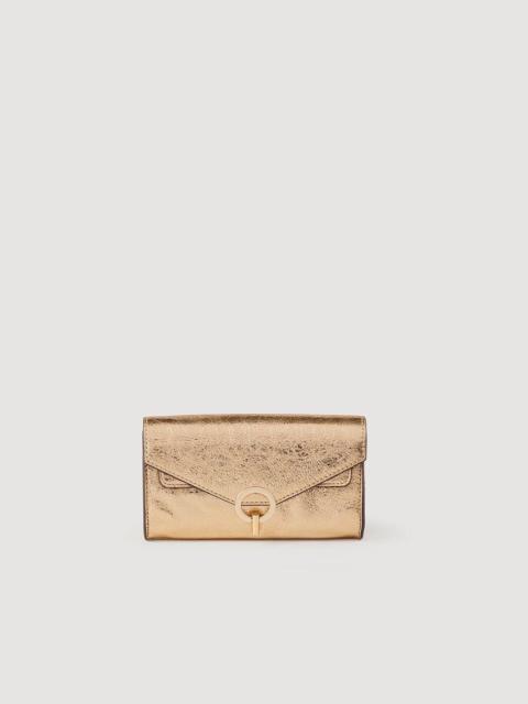 Sandro GOLD LEATHER CLUTCH BAG