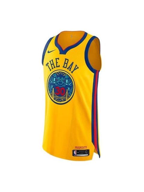 Nike Nike NBA City Edition Connected jersey AU 30 golden state warriors stephen curry Yellow AH6052-728
