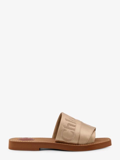 Chloé Chloe' Women Woody Satin Sandals With Embroidered Logo