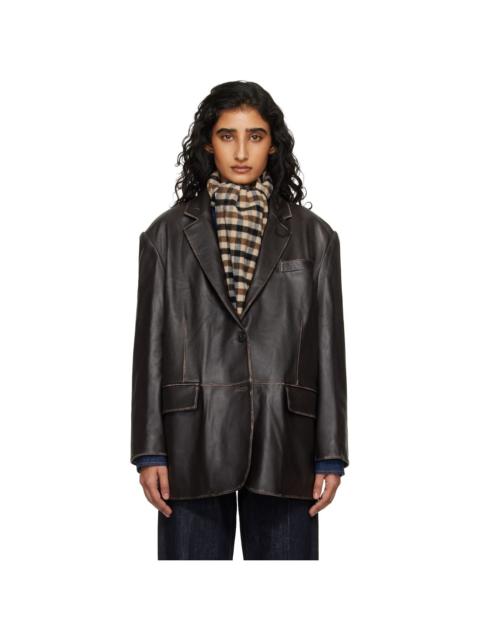 WEEKEND Max Mara Brown Pila Leather Blazer
