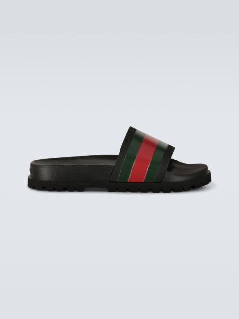 GUCCI Striped Web slide sandals