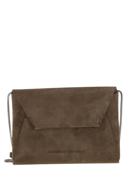 Brunello Cucinelli Brunello Cucinelli Women Bc Duo Suede Clutch Bag With Precious Chain