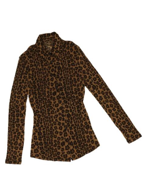 FENDI Leopard Long Sleeved Shirt Wool Brown