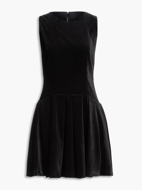 Alice + Olivia Adley pleated velvet mini dress