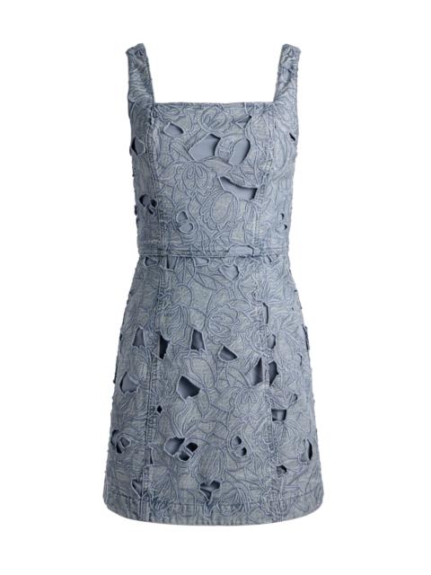 Alice + Olivia MARYANN LASER-CUT DENIM DRESS