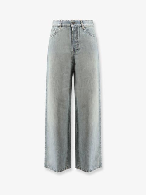 Miu Miu Cotton Jeans With Logo Lettering Embroidery