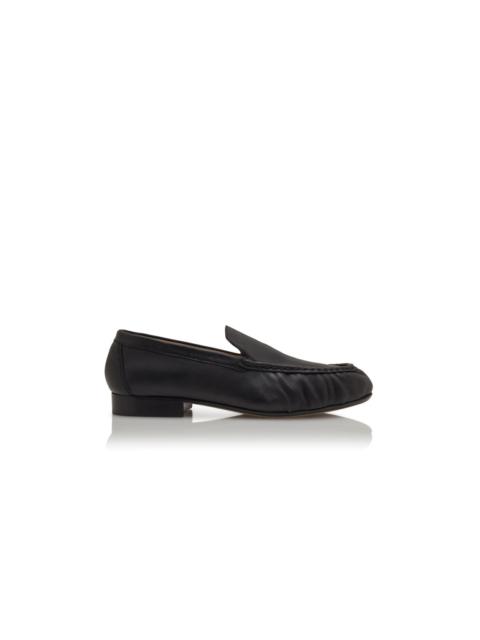 Manolo Blahnik Black Calf Leather Loafers