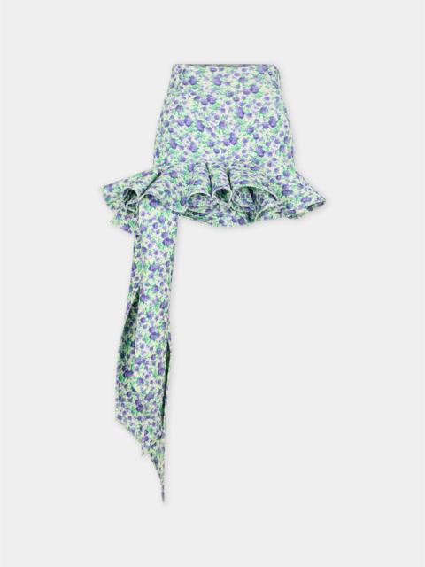 rabanne MINI SKIRT IN BLUE LIBERTY PRINT WITH FRILL DETAILING